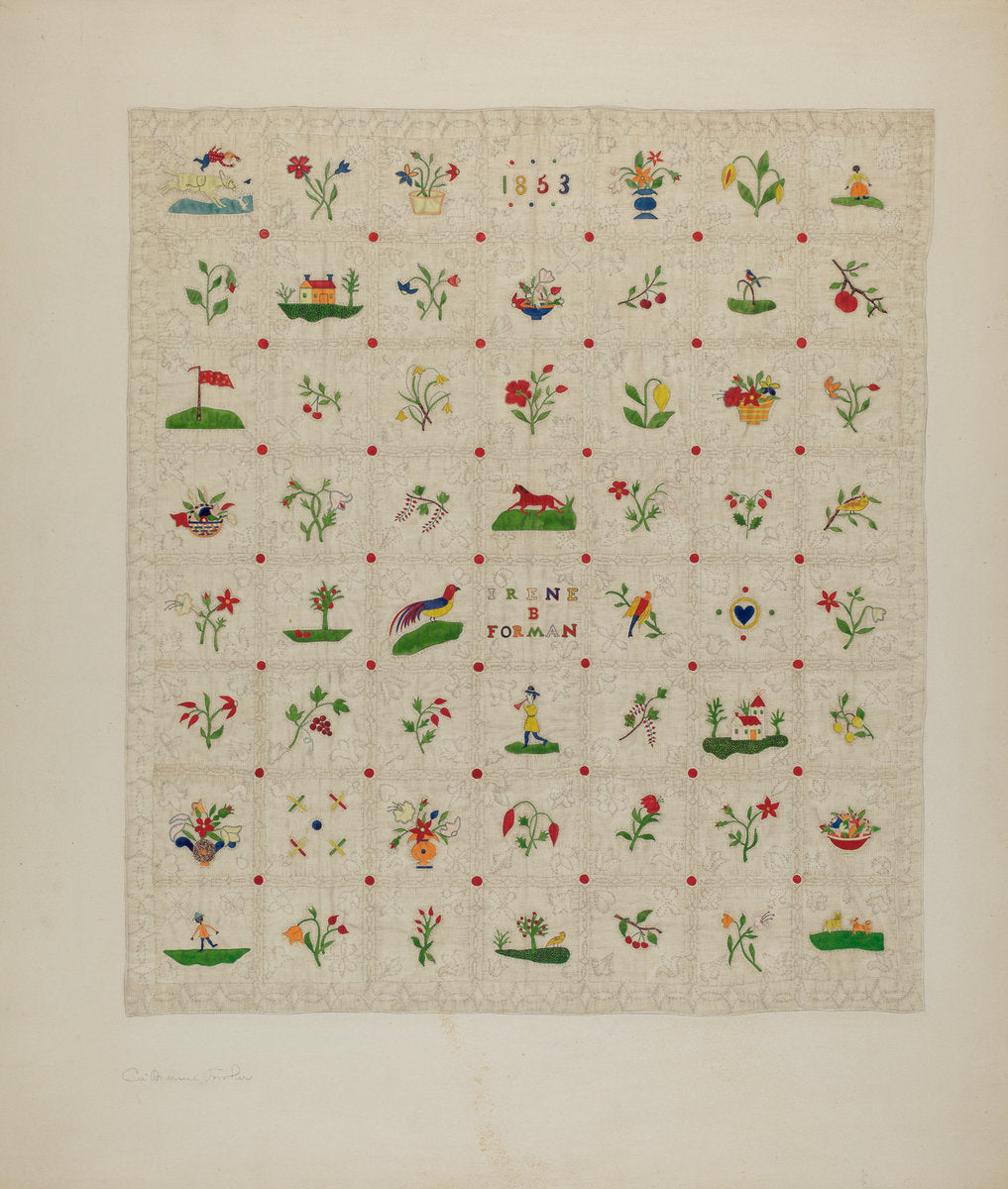 Bedspread by Catherine Fowler (American, active c. 1935), 16X12"(A3)Poster Print