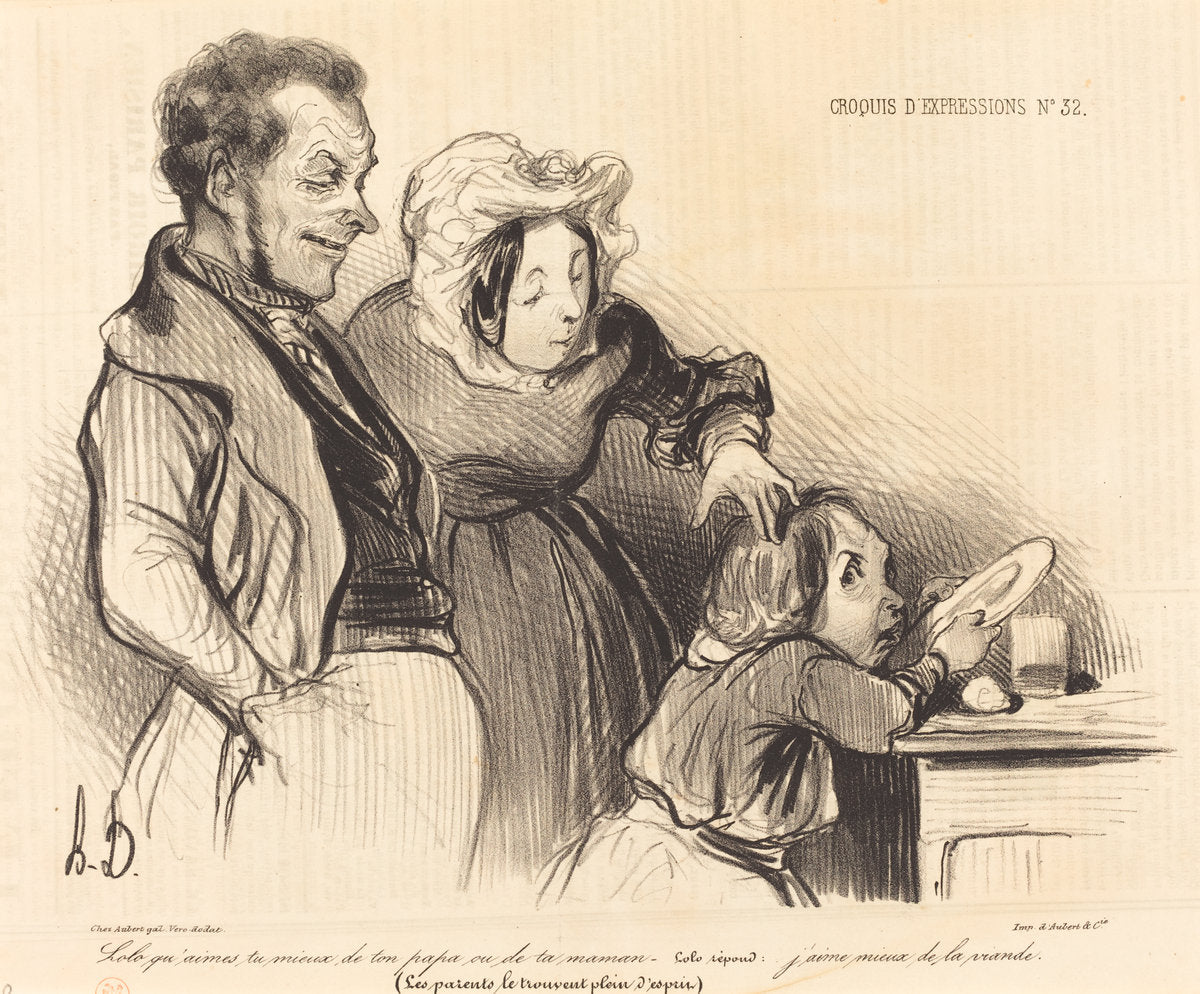 Lolo qu'aimes-tu mieux de ton papa ou de ta maman... by Honoré Daumier (French, 1808 - 1879), 16X12"(A3)Poster Print