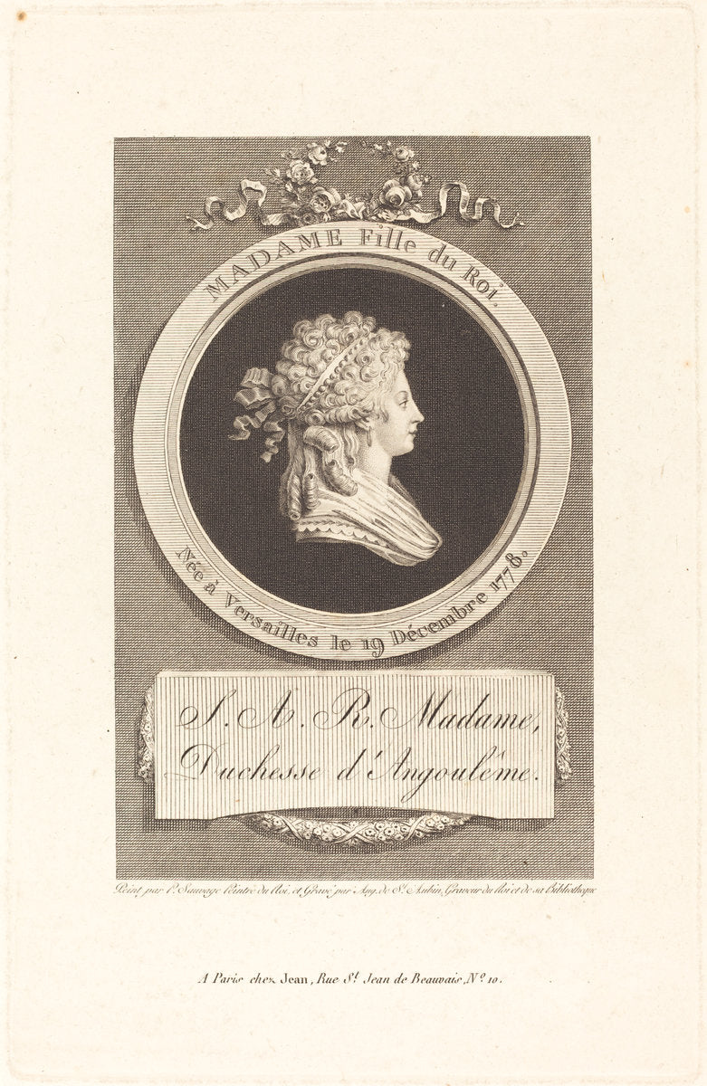 Marie-Thérèse-Charlotte, Duchess of Angoulême by Augustin de Saint-Aubin after Piat Joseph Sauvage (French, 1736 - 1807), 16X12"(A3)Poster Print
