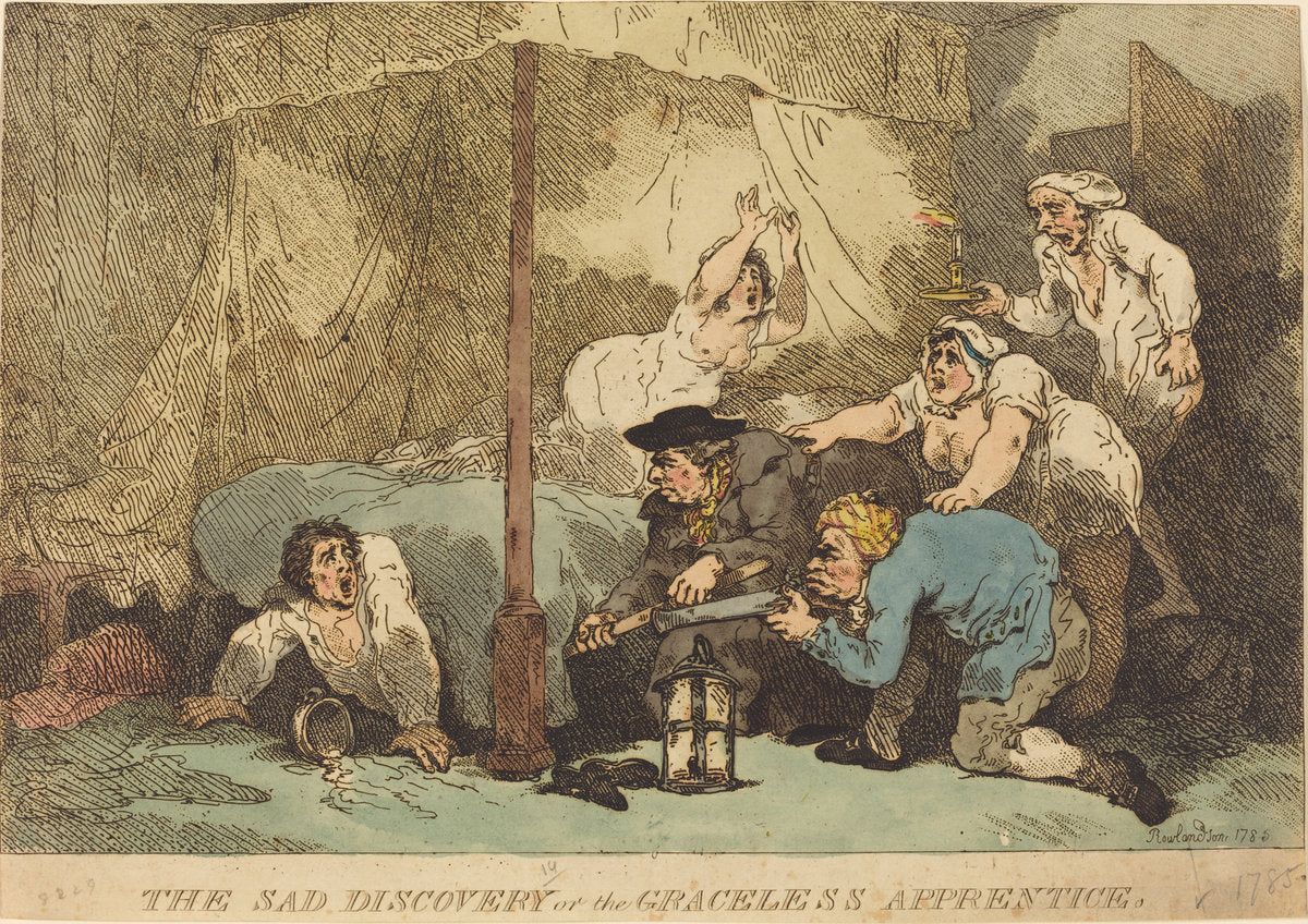 The Sad Discovery, or The Graceless Apprentice by Thomas Rowlandson (British, 1756 - 1827), 16X12"(A3)Poster Print