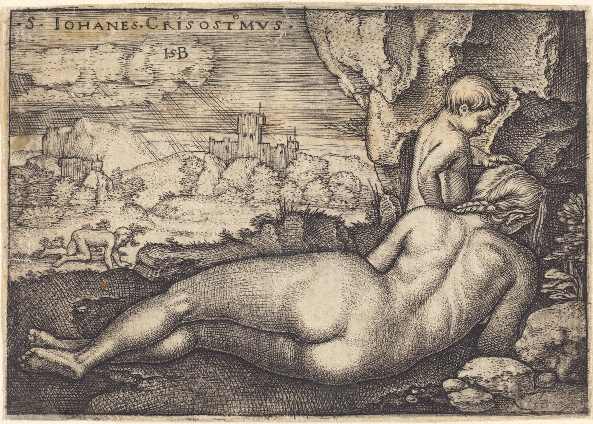 Penance of Saint Chrysostomus by Sebald Beham (German, 1500 - 1550), 16X12"(A3)Poster Print