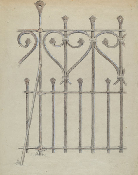 Wrought Iron Fence by Francis Law Durand (American, active c. 1935), 16X12"(A3)Poster Print