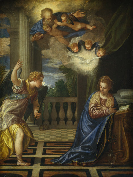 The Annunciation by Veronese (Italian, 1528 - 1588), 16X12"(A3)Poster Print