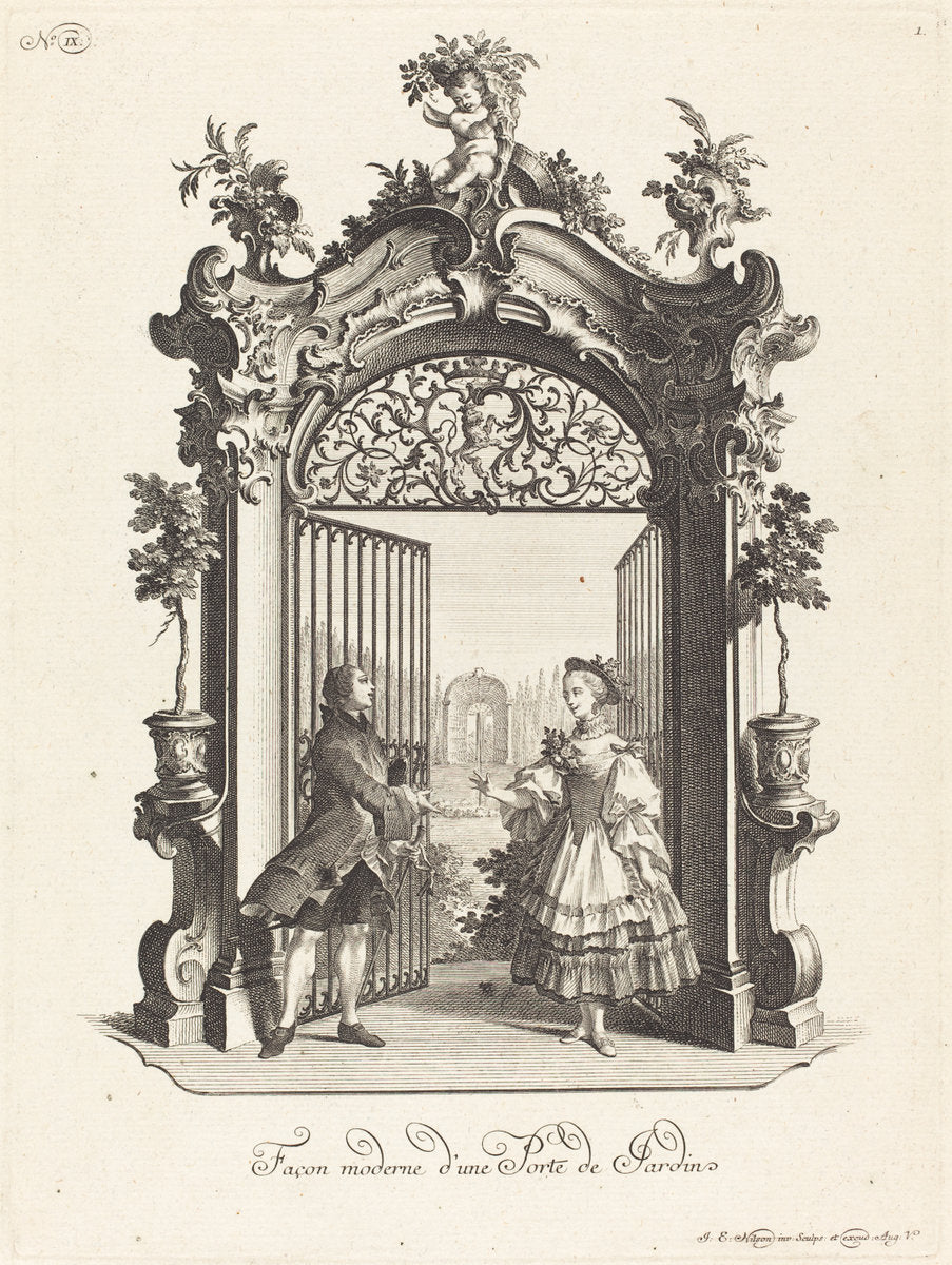 Façon moderne d'une Porte de Jardin (A Garden Door in the Modern Style) by Johann Esaias Nilson (German, 1721 - 1788), 16X12"(A3)Poster Print