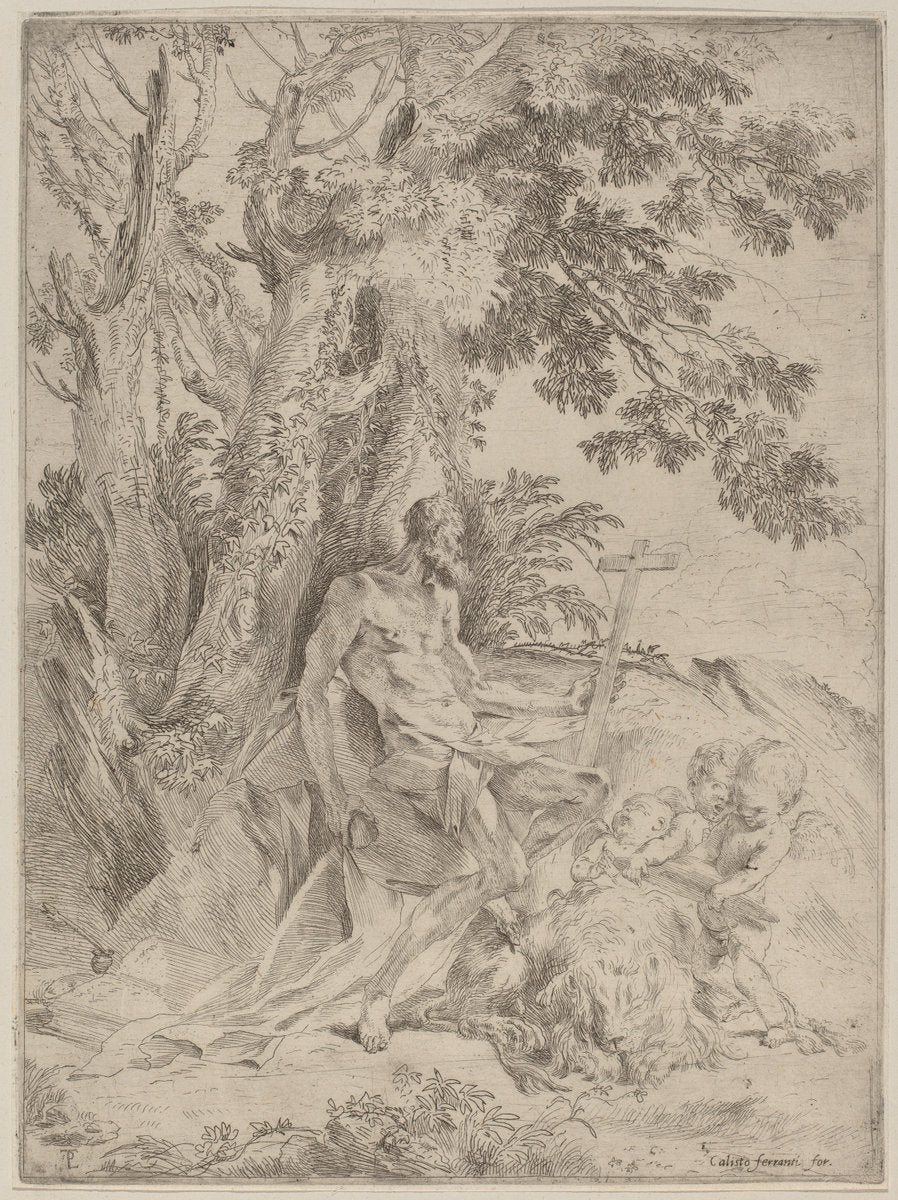 Saint Jerome by Pietro Testa (Italian, 1612 - 1650), 16X12"(A3)Poster Print