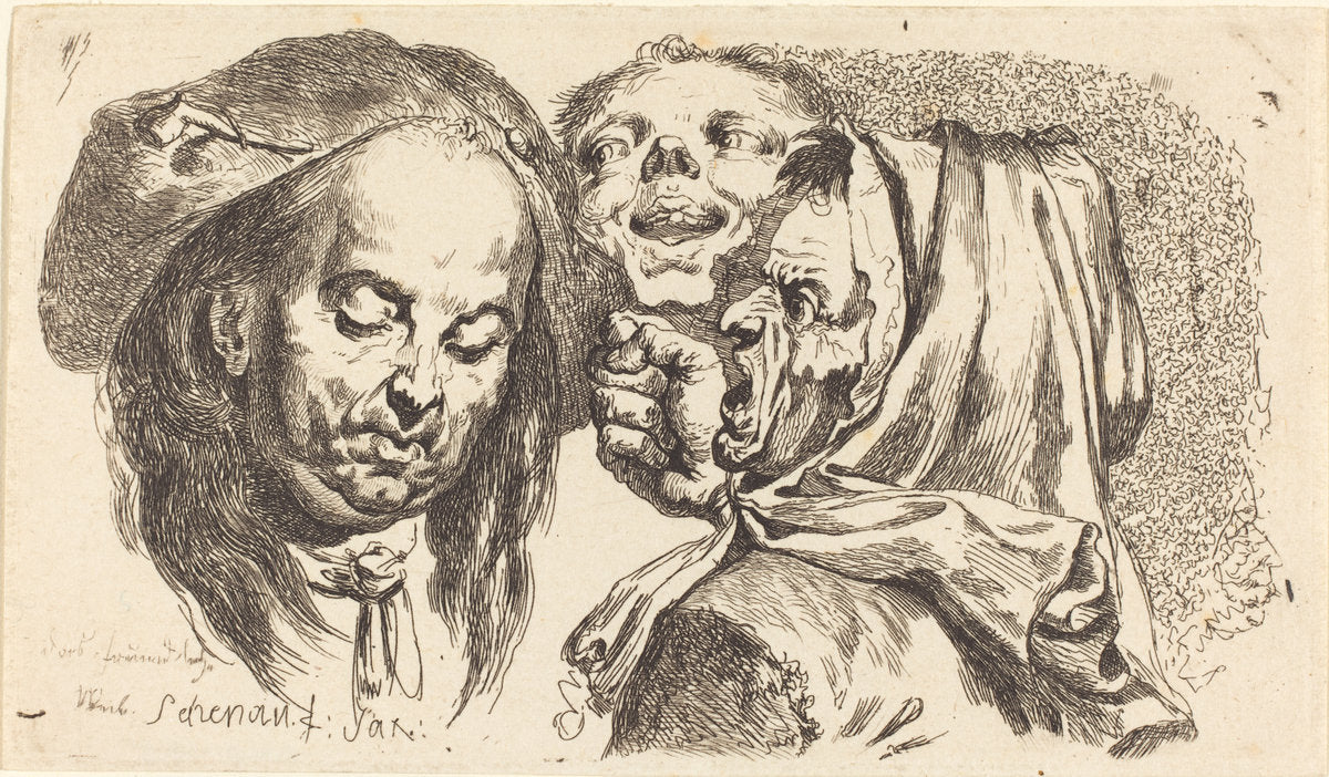 Old Woman Scolding a Man by Johann Eleazar Schenau (German, 1737 - 1806), 16X12"(A3)Poster Print