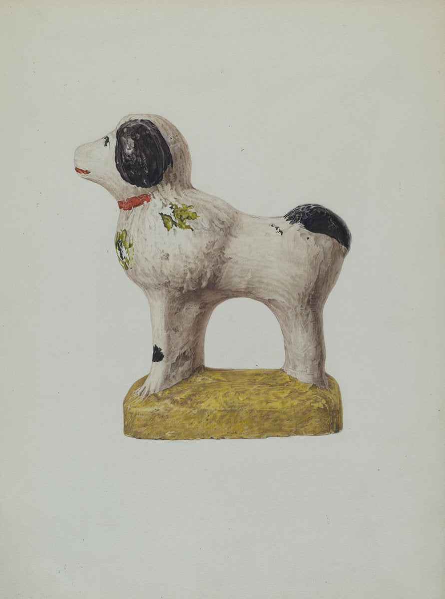 Chalkware Dog by Zabelle Missirian (American, 1896 - 1977), 16X12"(A3)Poster Print