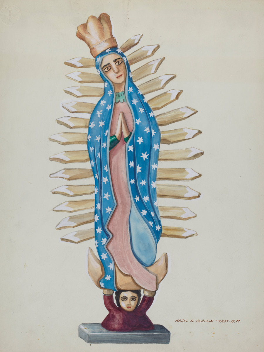 Guadalupe Wood Santo or Bulto by Majel G. Claflin (American, active c. 1935), 16X12"(A3)Poster Print