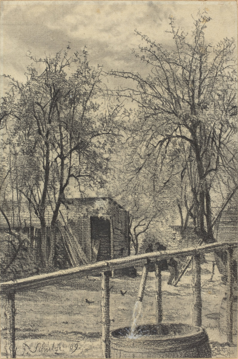 A Corner of a Rental Garden by Fritz Schulze (German, 1845 - after 1911), 16X12"(A3)Poster Print