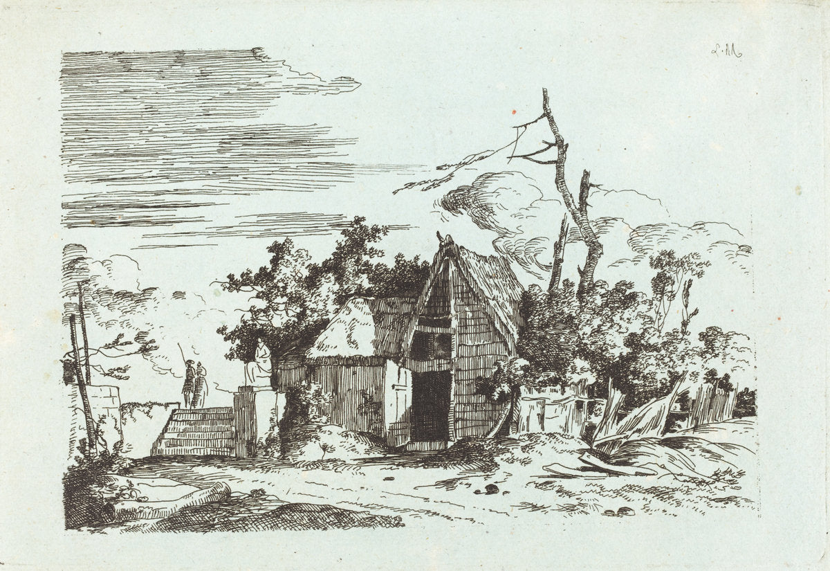 A Rustic Barn by Louis Gabriel Moreau (French, 1739 - 1806), 16X12"(A3)Poster Print
