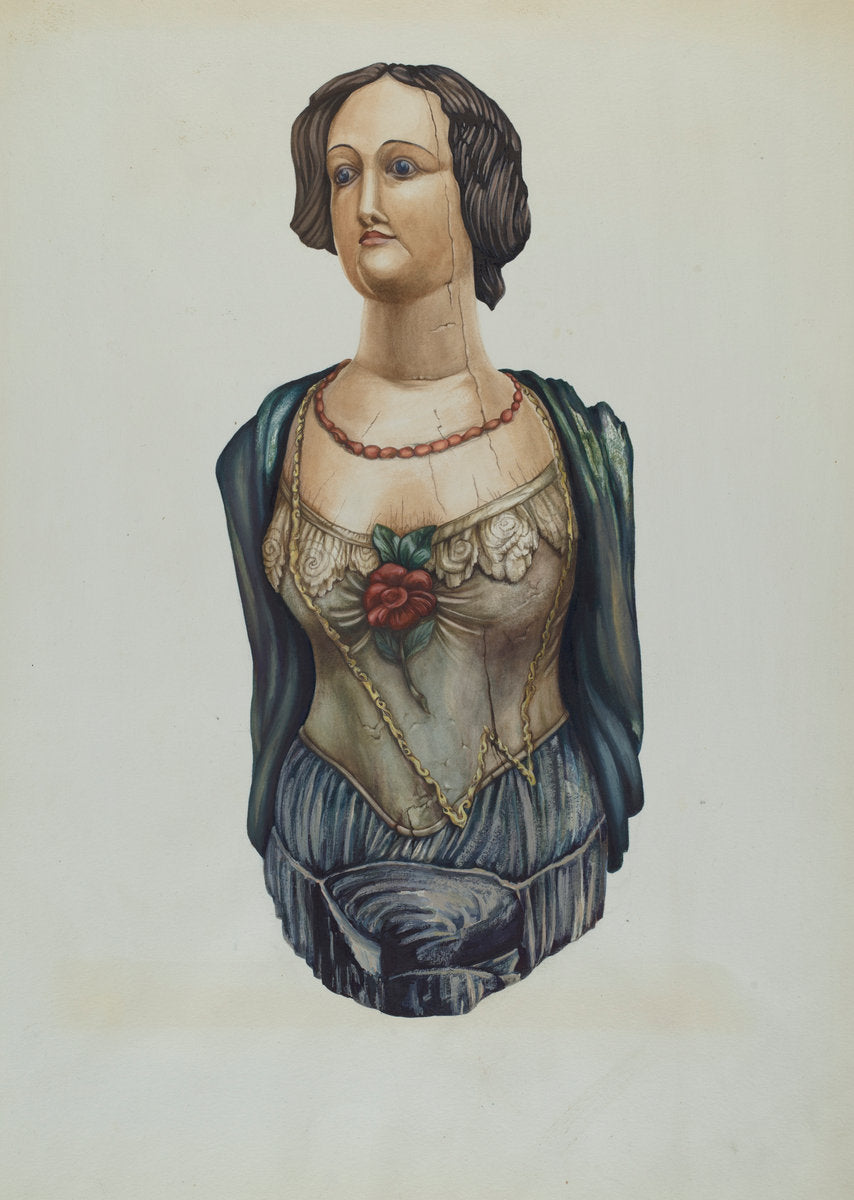 Figurehead: "Emma" by Molly Bodenstein (American, 1902 - 1971), 16X12"(A3)Poster Print