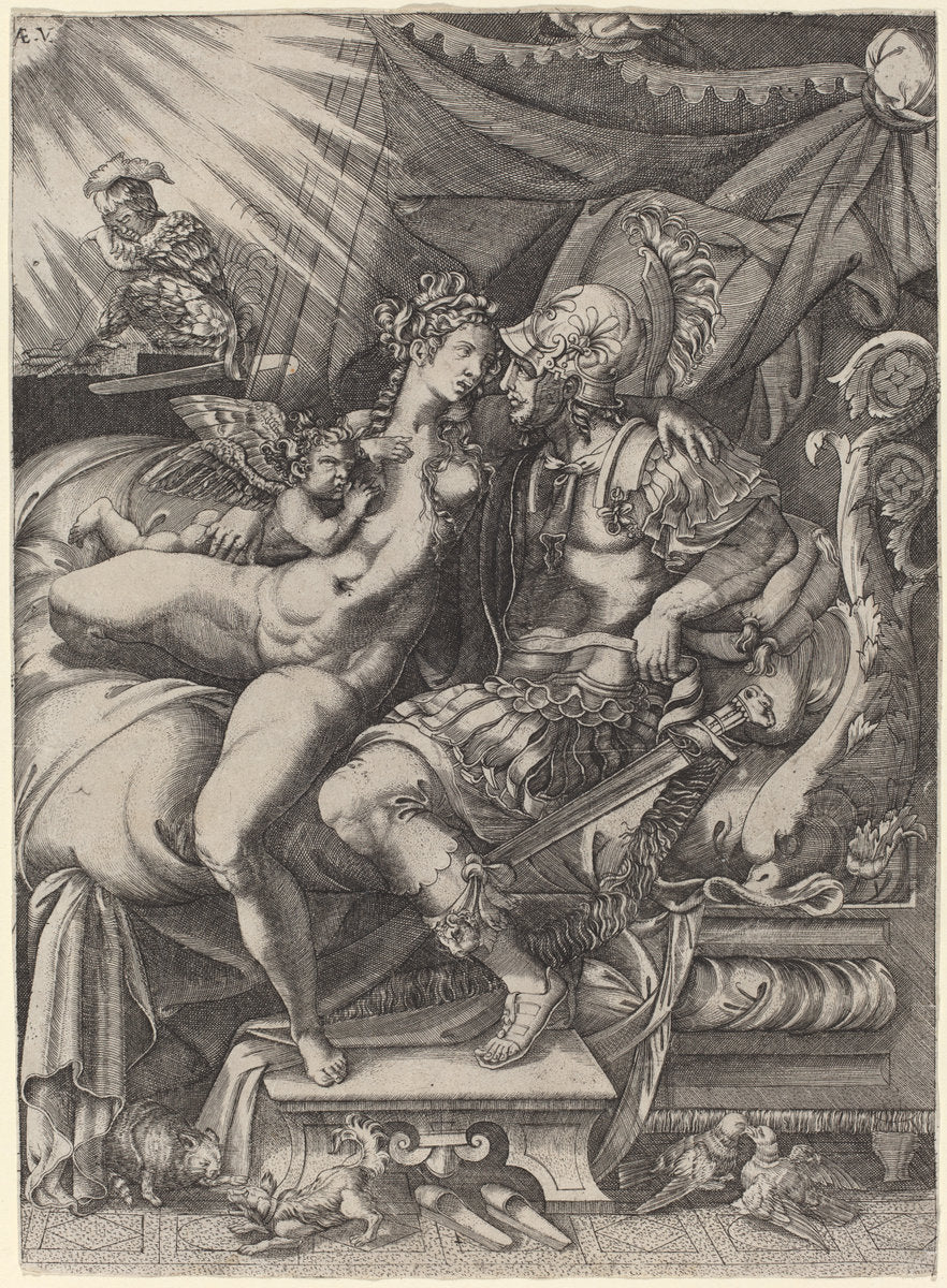The Loves of Mars and Venus by Enea Vico (Italian, 1523 - 1567), 16X12"(A3)Poster Print