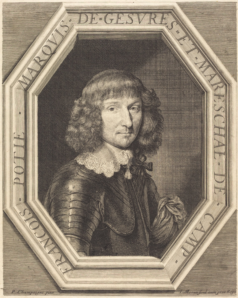 Francois Potier, marquis de Gevres by Jean Morin after Philippe de Champaigne (French, c. 1600 - 1650), 16X12"(A3)Poster Print