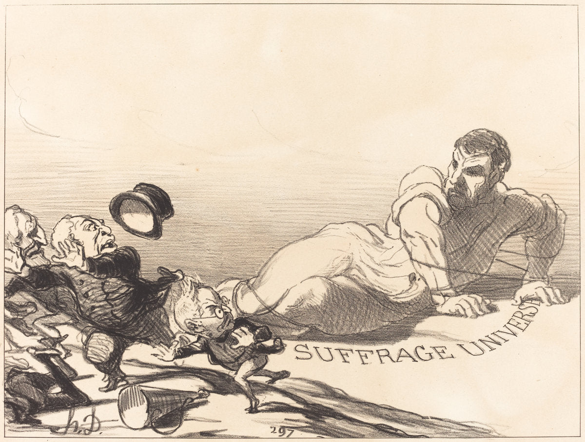 Une Panique de Lilliputiens... by Honoré Daumier (French, 1808 - 1879), 16X12"(A3)Poster Print