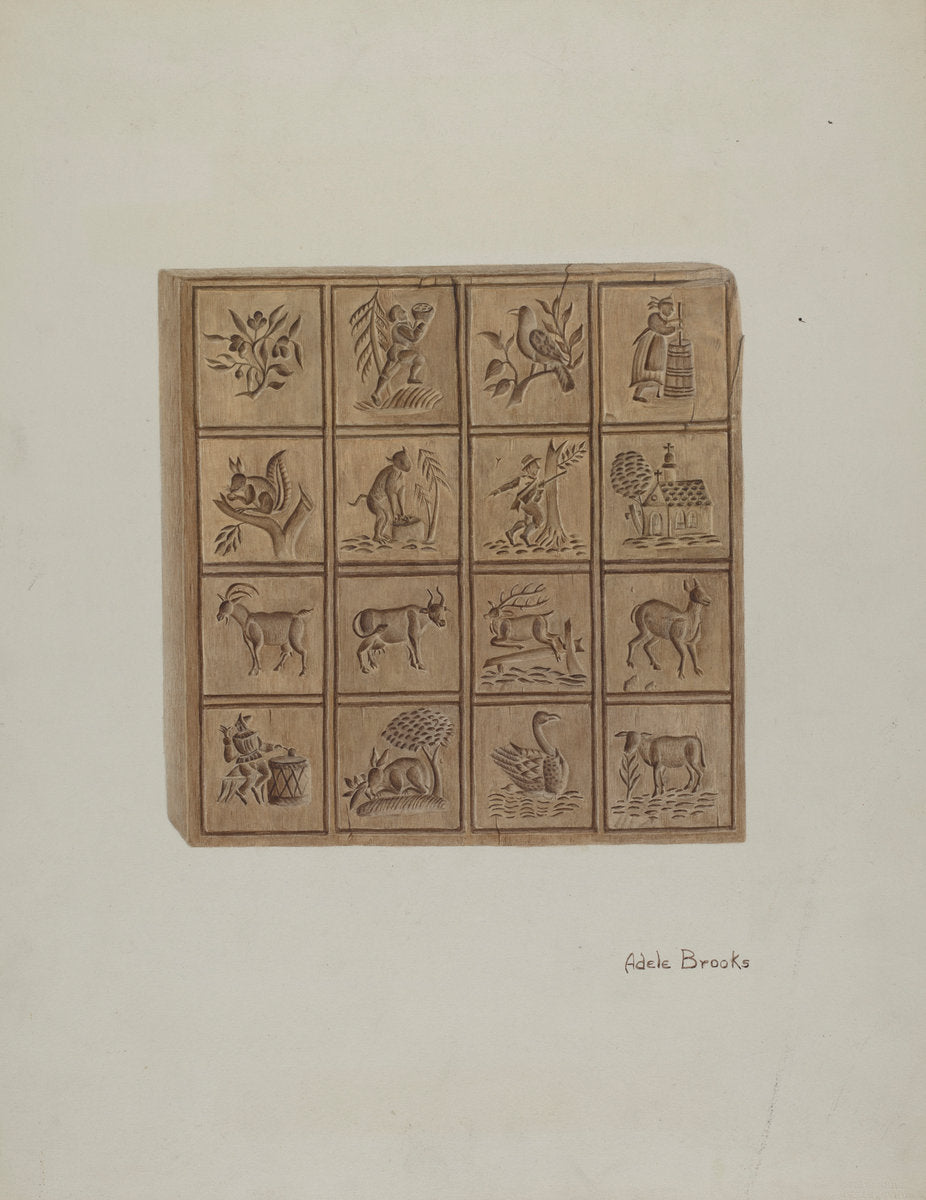 Pa. German Cookie Cutter by Adele Brooks (American, active c. 1935), 16X12"(A3)Poster Print