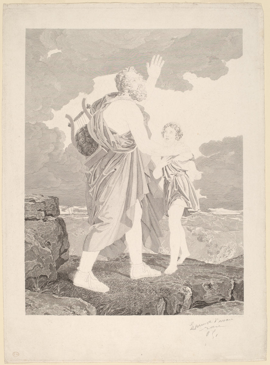 Blind Homer by Jean-Baptiste-Raphael-Urbain Massard, after baron Fran�ois Gerard (French, 1775 - 1843), 16X12"(A3)Poster Print