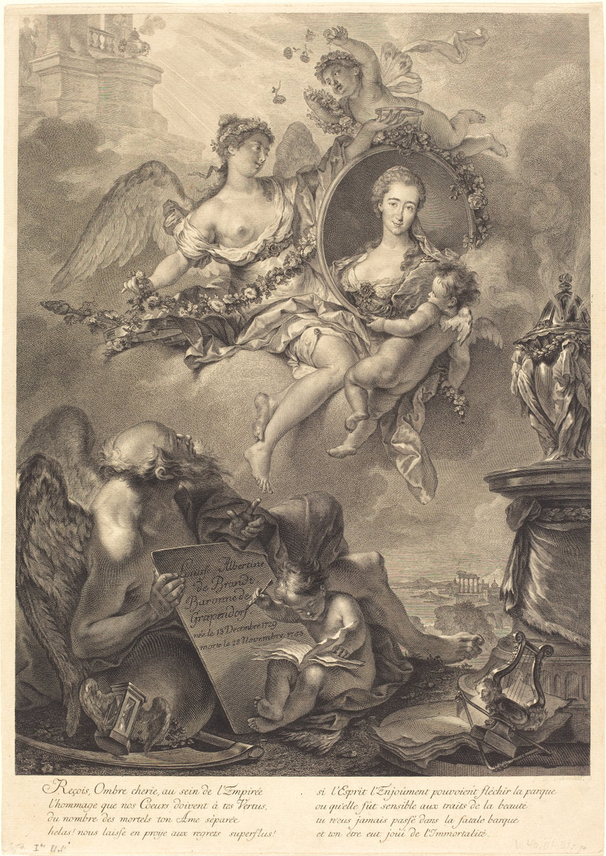 Louise Albertine de Brandt, Baroness von Grapendorf by Georg Friedrich Schmidt, after Pierre Le Sueur (German, 1712 - 1775), 16X12"(A3)Poster Print