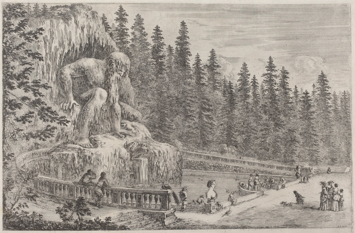 Colossal Statue of the Apennines by Stefano Della Bella (Italian, 1610 - 1664), 16X12"(A3)Poster Print