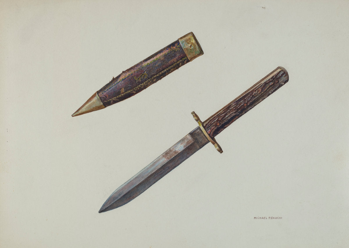Dagger and Sheath by Michael Rekucki (American, 1884 - 1971), 16X12"(A3)Poster Print