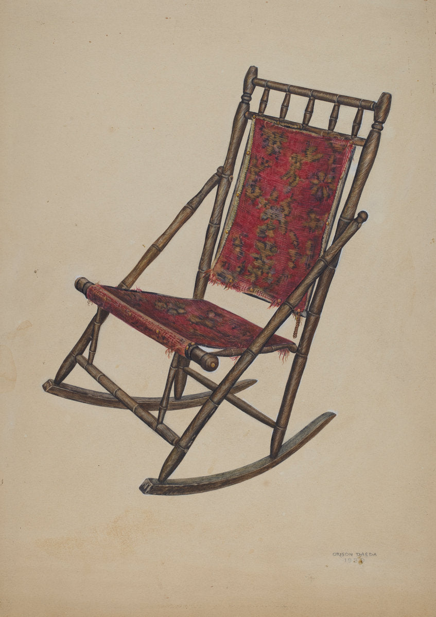 Rocking chair by Orison Daeda (American, active c. 1935), 16X12"(A3)Poster Print