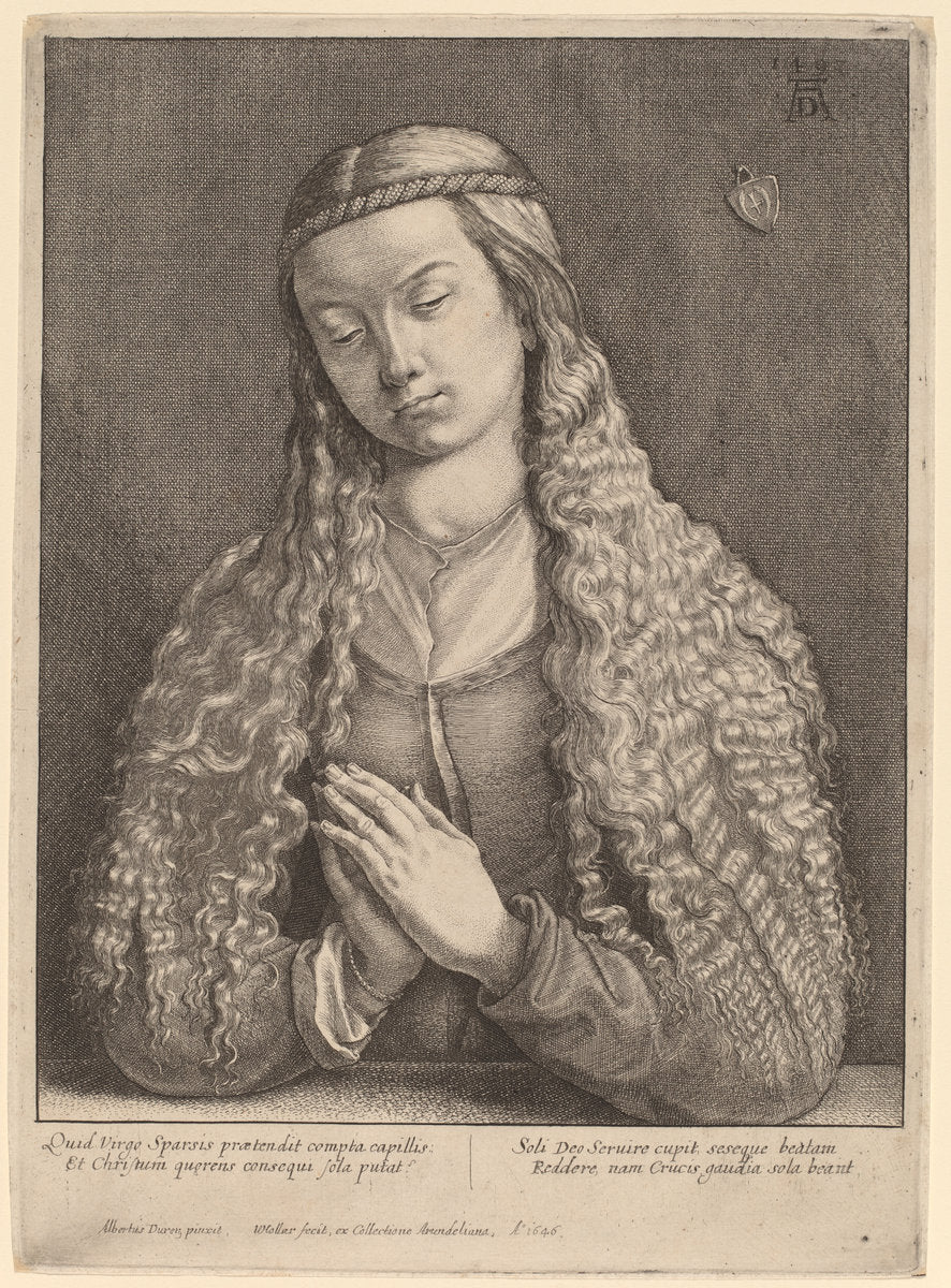 Katharine Furlegerin by Wenceslaus Hollar after Albrecht Dürer (Bohemian, 1607 - 1677), 16X12"(A3)Poster Print