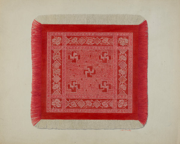 Red and White Napkin by Arthur G. Merkley (American, active c. 1935), 16X12"(A3)Poster Print