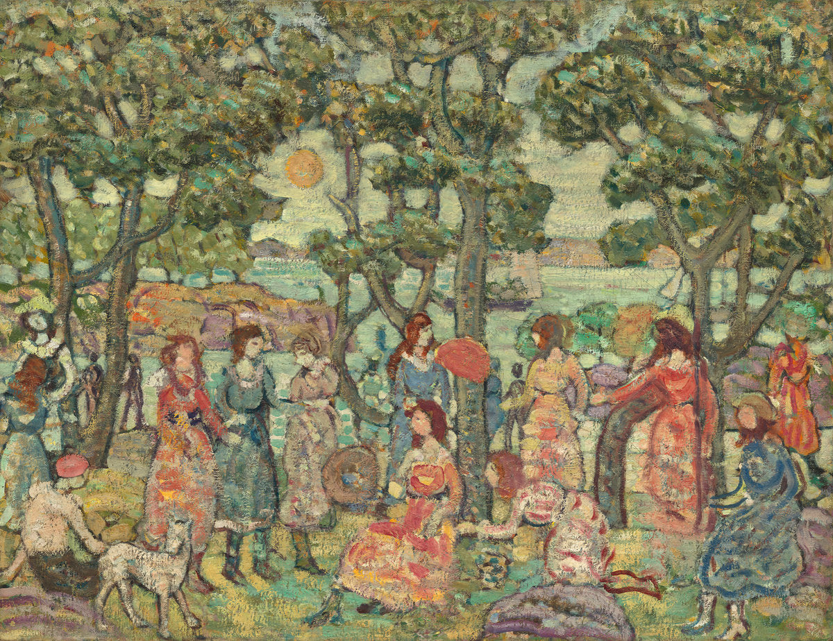 Landscape with Figures by Maurice Brazil Prendergast (American, 1858 - 1924), 16X12"(A3)Poster Print