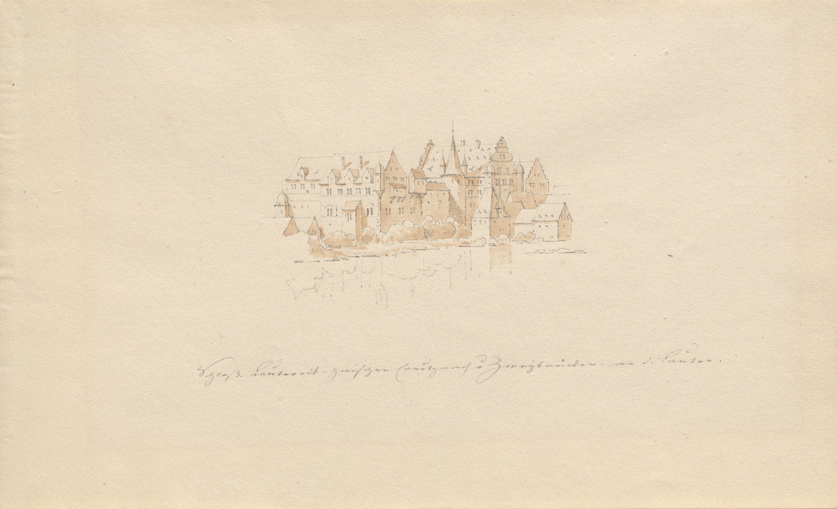 Schloss Lauter zwischen Creutznach u. Zweibrücken an d. Lauter by Karl Julius von Leypold (German, 1806 - 1874), 16X12"(A3)Poster Print