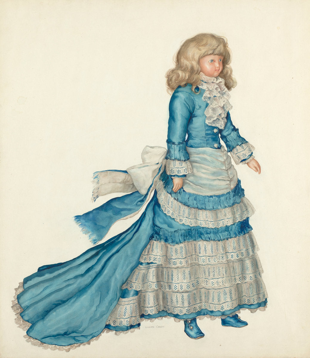 Doll in Blue Dress by Lillian Causey (American, active c. 1935), 16X12"(A3)Poster Print