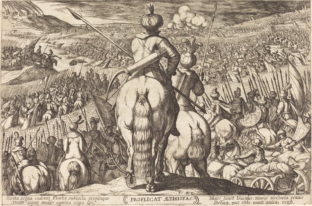 Defeat of the Ethiopians by Antonio Tempesta (Florentine, 1555 - 1630), 16X12"(A3)Poster Print