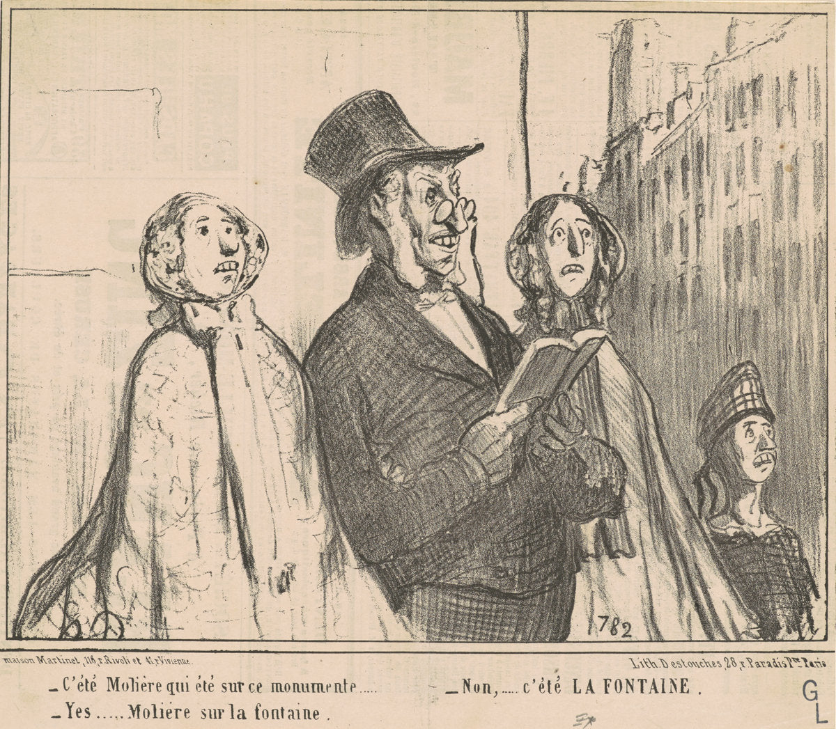 C'été Molière que été sur ce monumente ... by Honoré Daumier (French, 1808 - 1879), 16X12"(A3)Poster Print