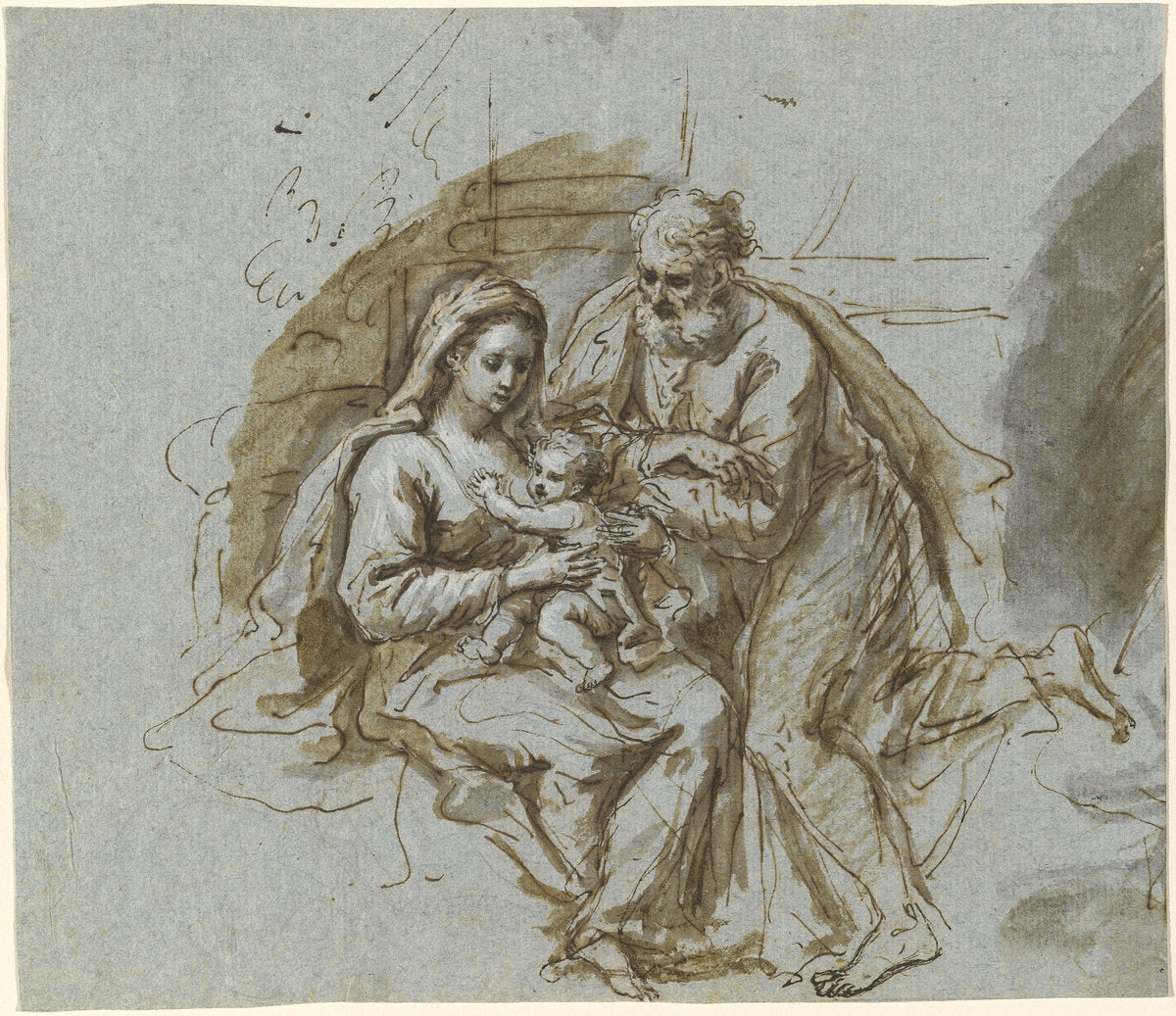 The Holy Family by Bartholomäus Ignaz Weiss (German, 1740 - 1814), 16X12"(A3)Poster Print