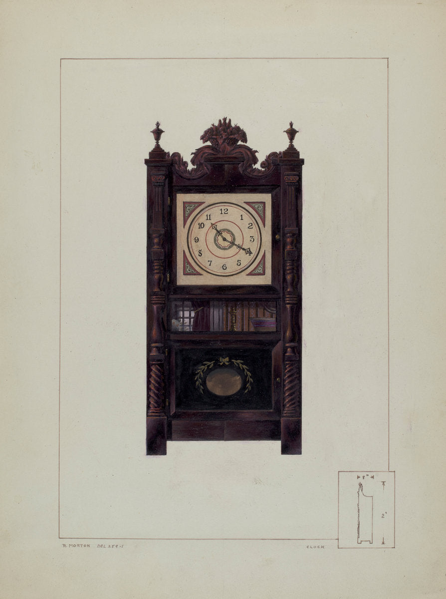 Clock by Ralph Morton (American, active c. 1935), 16X12"(A3)Poster Print