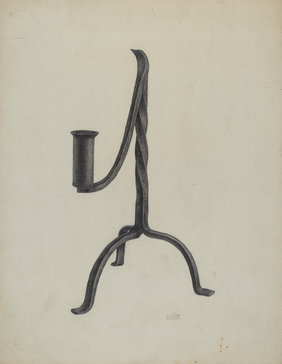 Three Legged Candlestick by William Schmidt (American, active c. 1935), 16X12"(A3)Poster Print