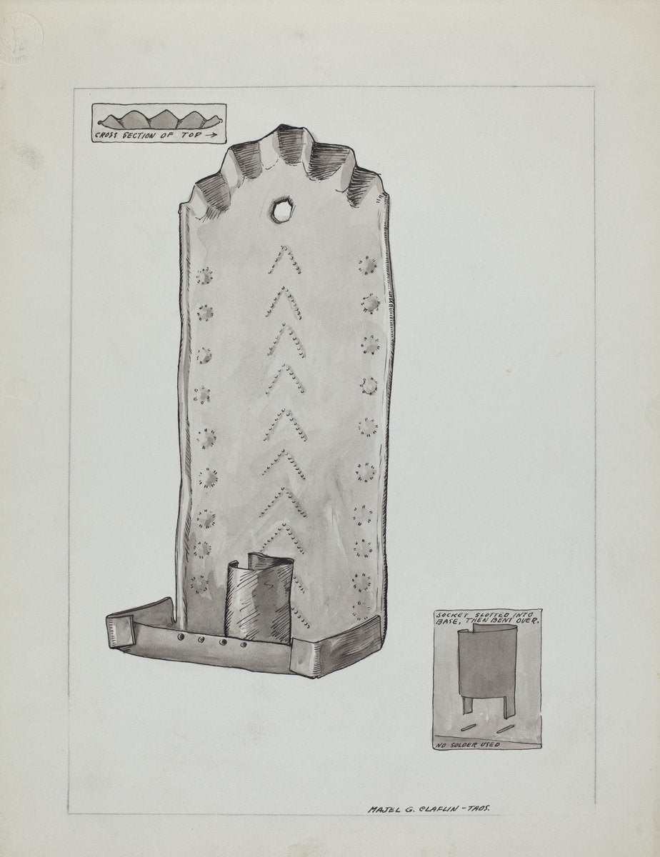 Tin Candle Sconce by Majel G. Claflin (American, active c. 1935), 16X12"(A3)Poster Print