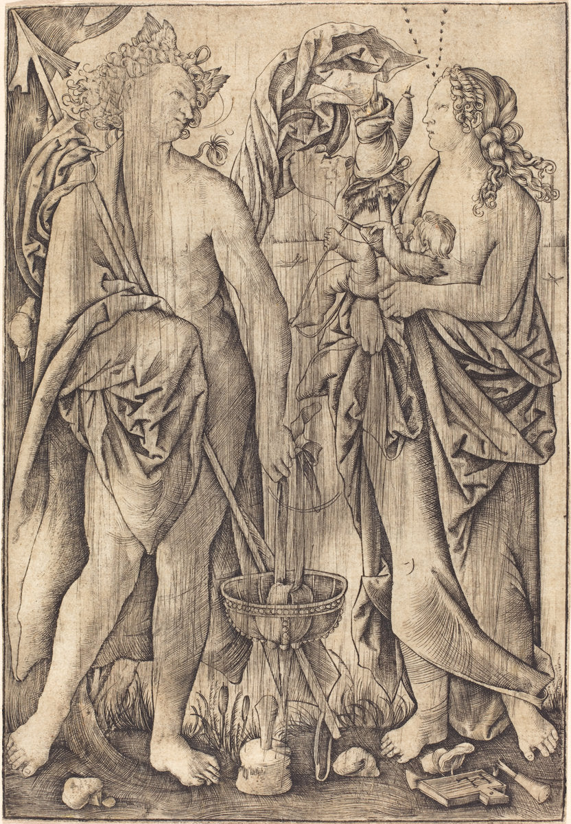 Mars and Venus (Mercury and Venus?) by Master H.L. (German, active 1516/1530), 16X12"(A3)Poster Print