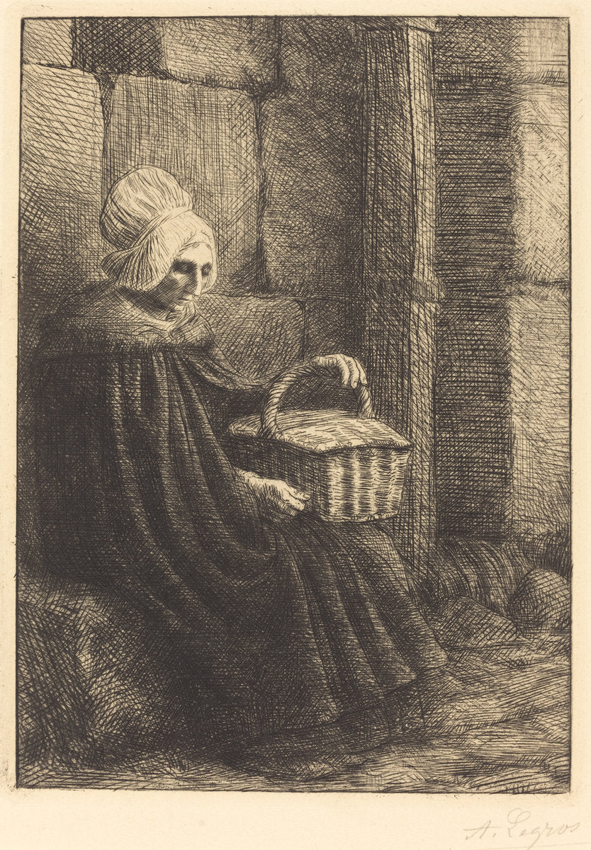 Peasant Woman of Boulogne (Paysanne des environs de Boulogne dite La femme au panier) by Alphonse Legros (French, 1837 - 1911), 16X12"(A3)Poster Print