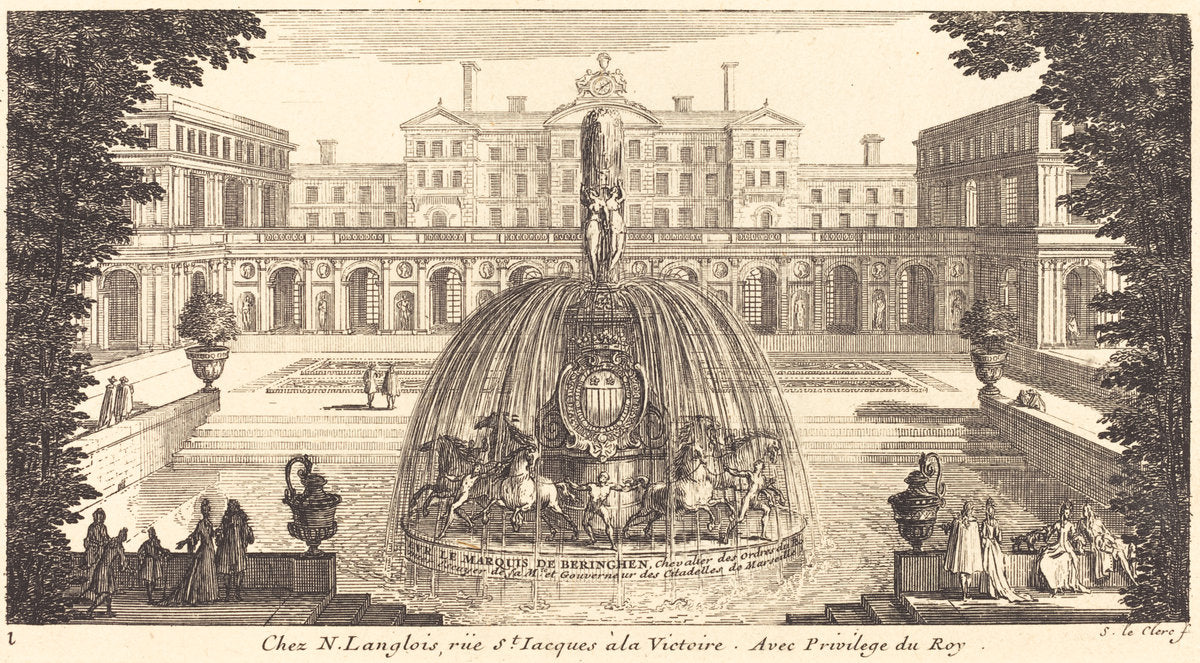 Frontispiece by Sébastien Le Clerc I (French, 1637 - 1714), 16X12"(A3)Poster Print
