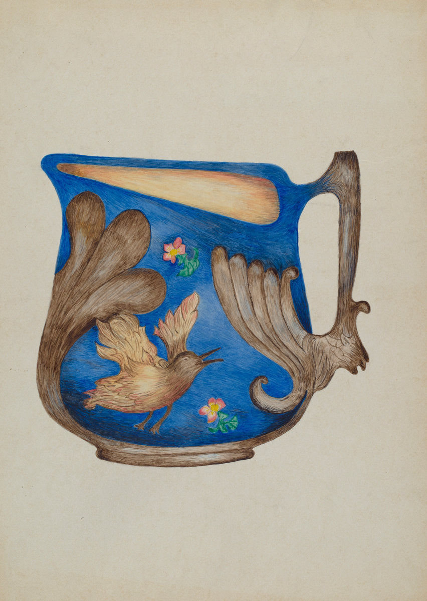 Majolica Pitcher by Della Button (American, active c. 1935), 16X12"(A3)Poster Print