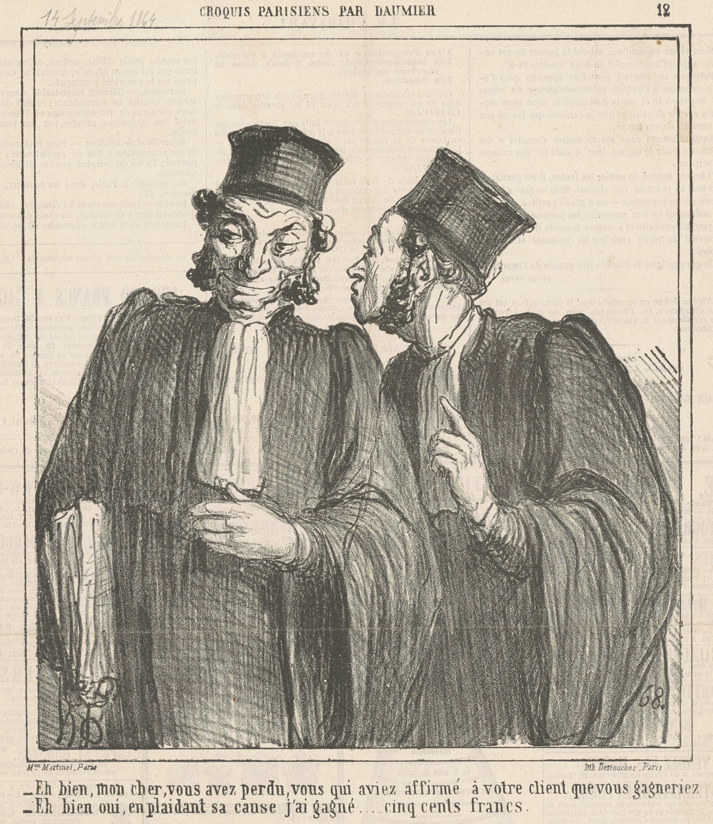 Eh bien, mon cher, vous avez perdu ... by Honoré Daumier (French, 1808 - 1879), 16X12"(A3)Poster Print