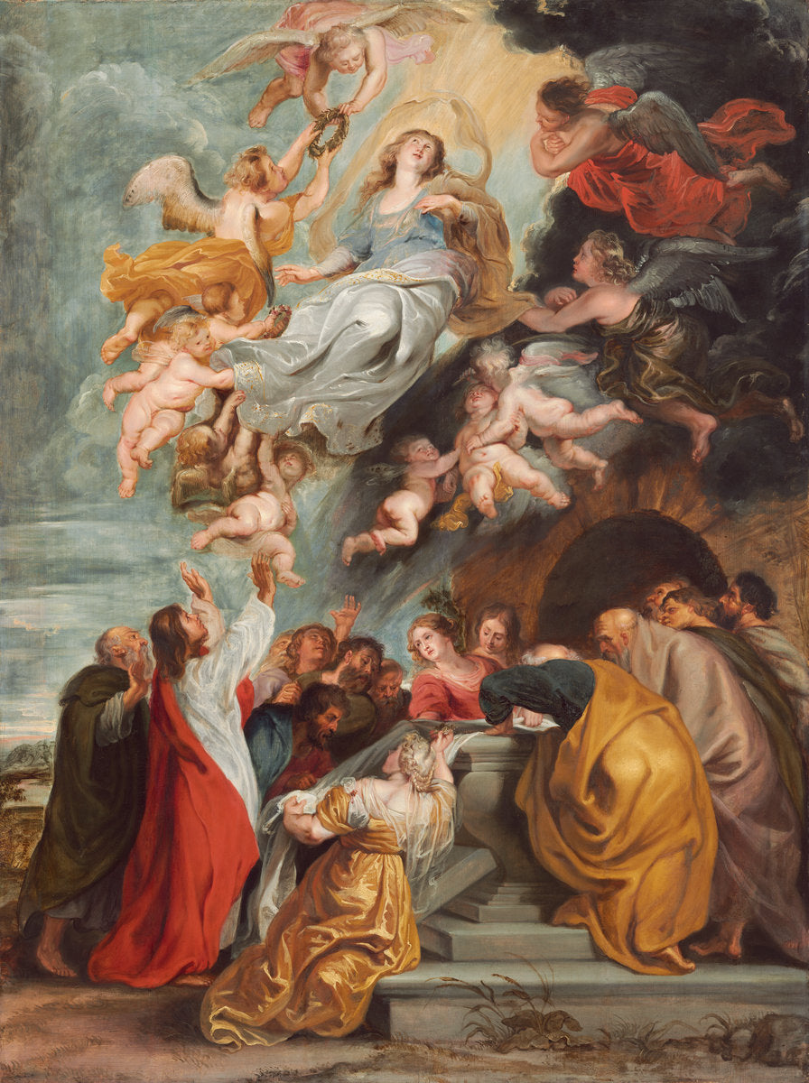 probably mid 1620s by Studio of Sir Peter Paul Rubens (The Assumption of the Virgin), 16X12"(A3)Poster Print