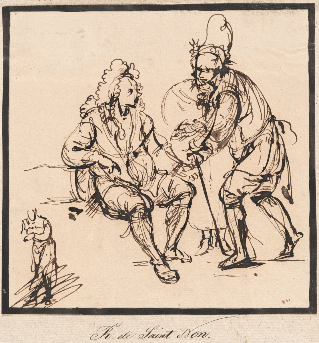 A Gardener and a Gentleman by Jean-Claude-Richard, Abbé de Saint-Non (French, 1727 - 1791), 16X12"(A3)Poster Print