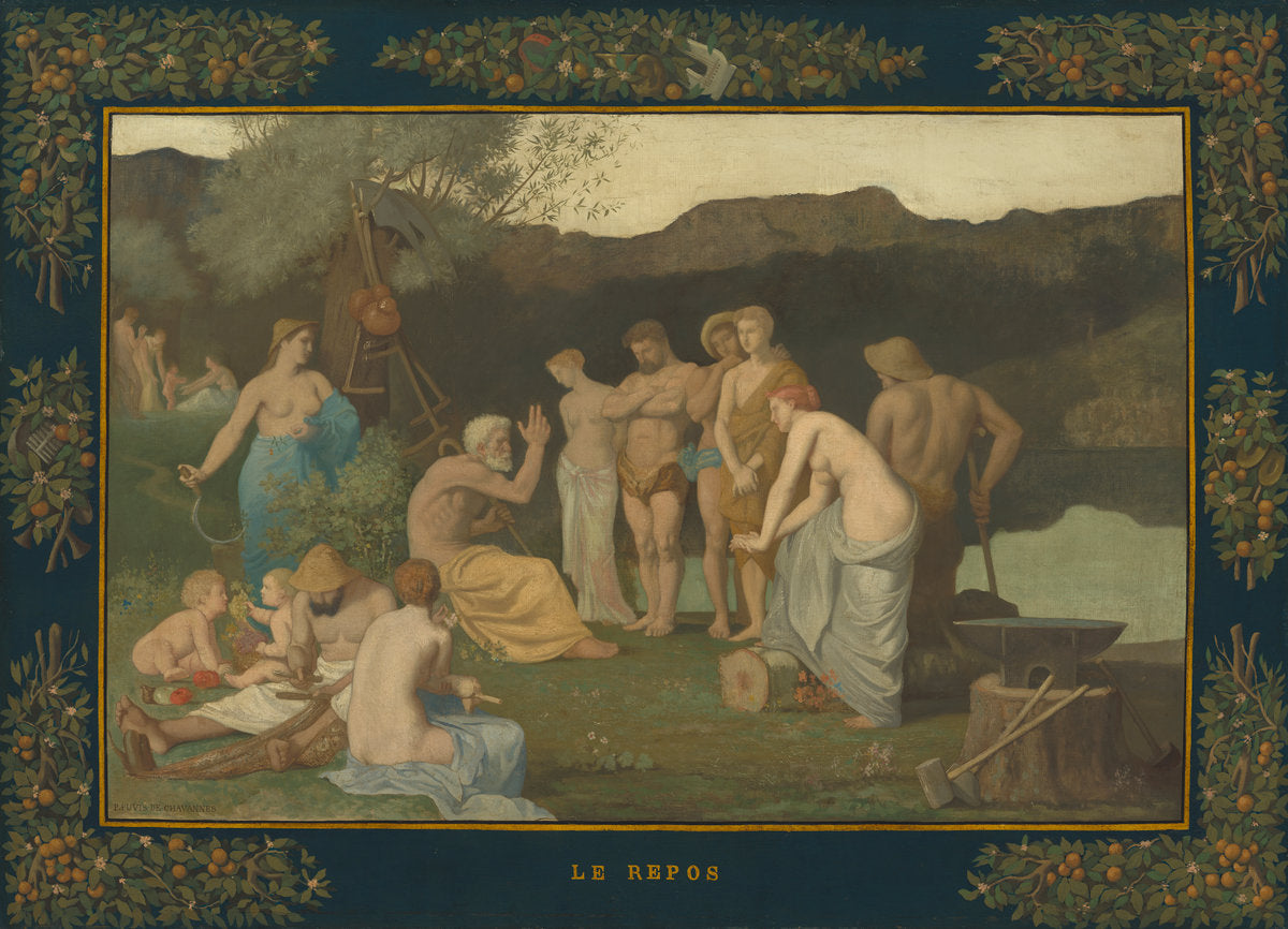 Rest by Pierre Puvis de Chavannes (French, 1824 - 1898), 16X12"(A3)Poster Print