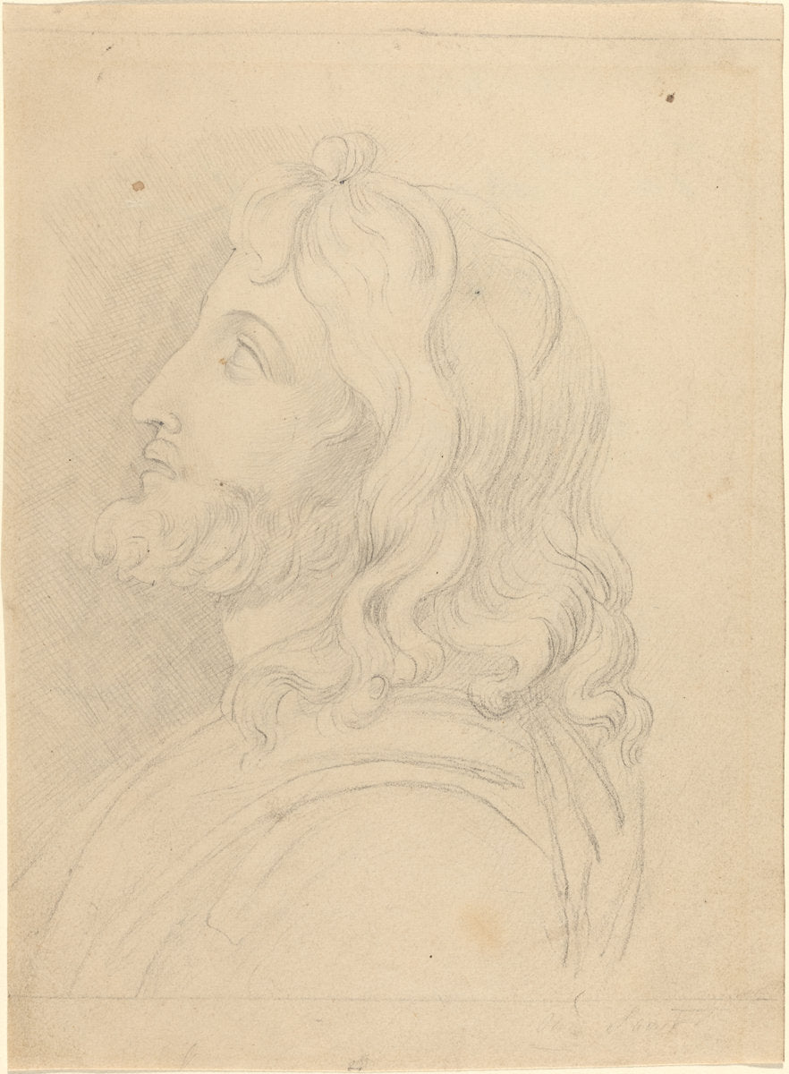 Bust of a Bearded Man Looking Up by John Flaxman (British, 1755 - 1826), 16X12"(A3)Poster Print