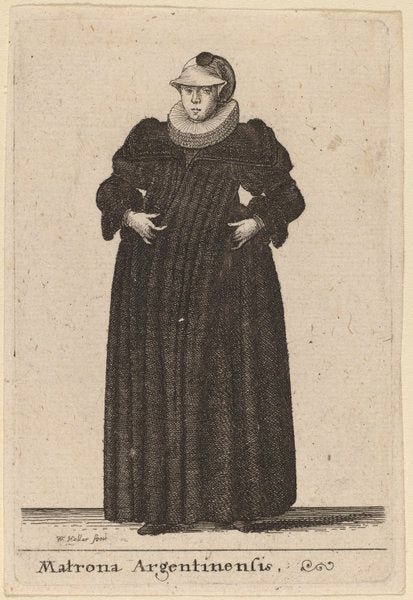 Matrona Argentinensis by Wenceslaus Hollar (Bohemian, 1607 - 1677), 16X12"(A3)Poster Print