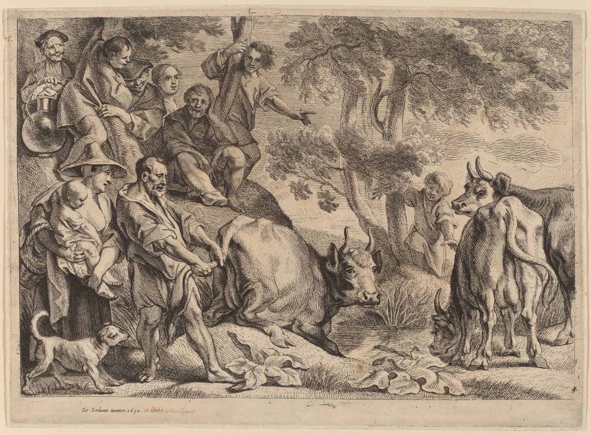 Cacus Robbing the Cattle of Hercules by Jacob Jordaens (Flemish, 1593 - 1678), 16X12"(A3)Poster Print