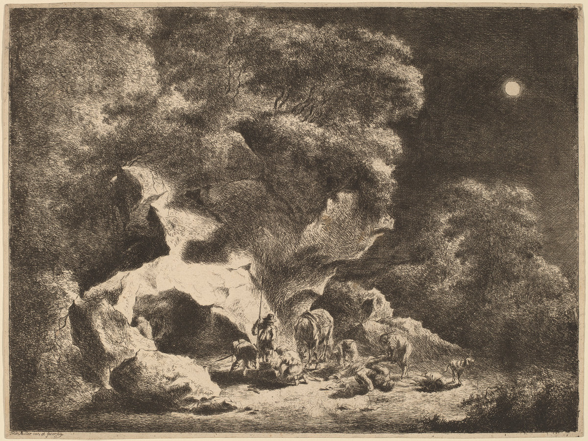 A Night Robbery by Friedrich Müller (German, 1749 - 1825), 16X12"(A3)Poster Print