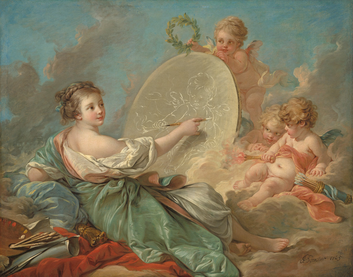 Allegory of Painting by François Boucher (French, 1703 - 1770), 16X12"(A3)Poster Print