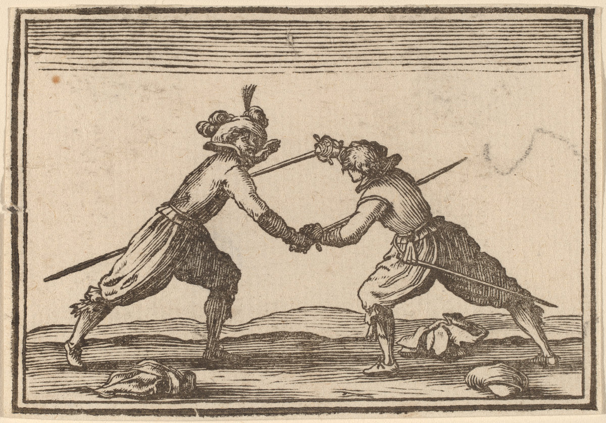Duel with Swords by Edouard Eckman after Jacques Callot (Flemish, born c. 1600), 16X12"(A3)Poster Print
