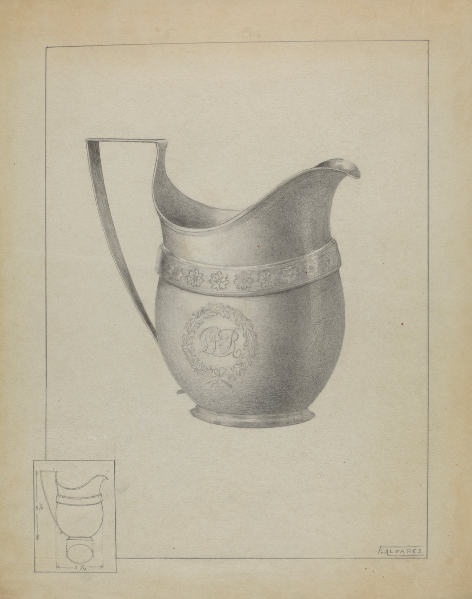 Silver Creamer by Francisco Alvarez (American, active c. 1935), 16X12"(A3)Poster Print